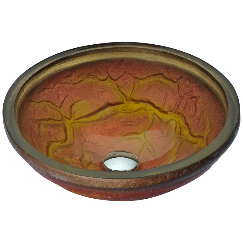 Alto Series 17 in. Bathroom Vessel Sink with Scratch-Tough and Stain-Resistant Non-Porous Surface in Brown Glass
