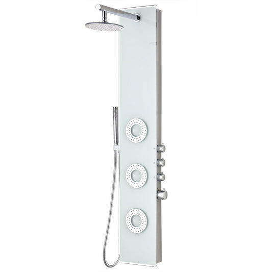 Lynn 58 in. 3-Jetted Full Body Shower Panel with Heavy Rain Shower and Spray Wand in White