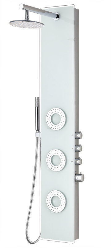 Lynx 58 in. 3-Jetted Full Body Shower Panel with Heavy Rain Shower and Spray Wand in White