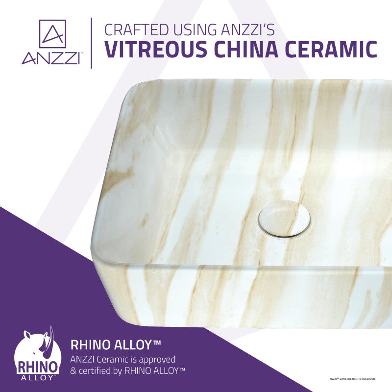 Marbled Series Ceramic Vessel Sink in Marbled Cream Finish