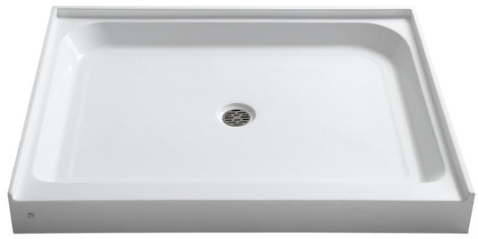 Reach Base Series 36 in. L x 48 in. W Alcove Shower Shower Pan Base with Center Drain in Glossy White Marine Acrylic