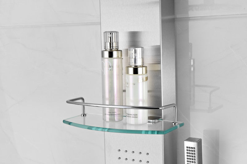 Pioneer 44 in. Full Body Shower Panel with Heavy Rain Shower and Spray Wand in Brushed Steel