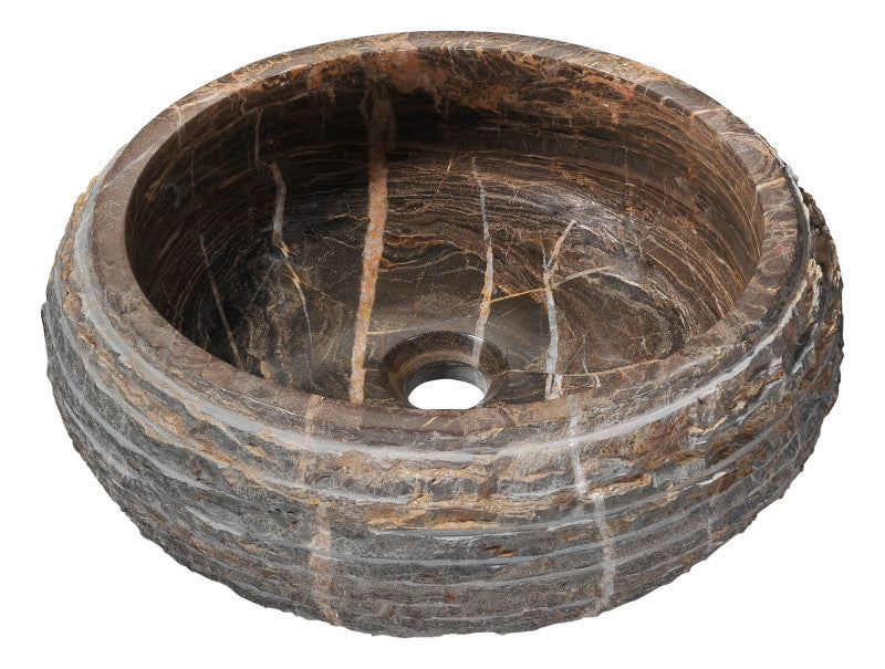 Mirage Ash Natural Stone Vessel Sink in Coffee Marble