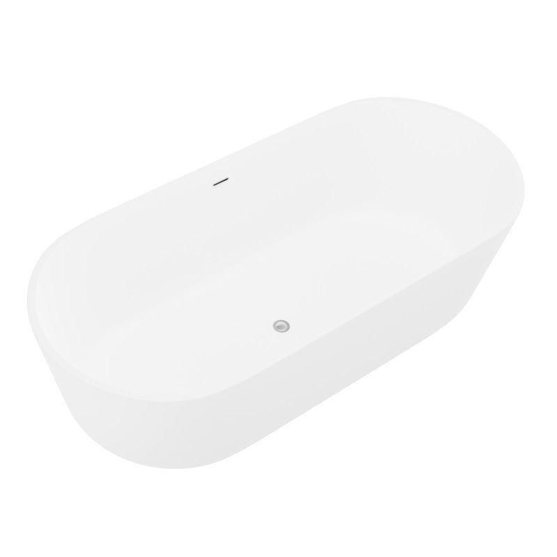 Sabbia 5.9 ft. Solid Surface Center Drain Freestanding Bathtub in Matte White