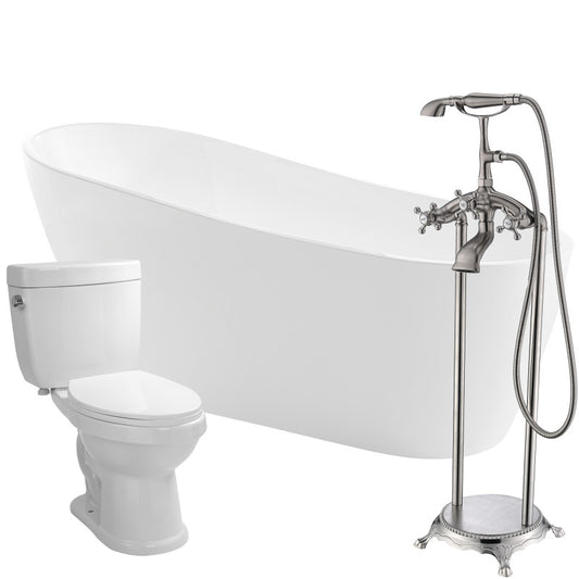 FTAZ093-52B-65 - Trend 67 in. Acrylic Flatbottom Non-Whirlpool Bathtub with Tugela Faucet and Talos 1.6 GPF Toilet