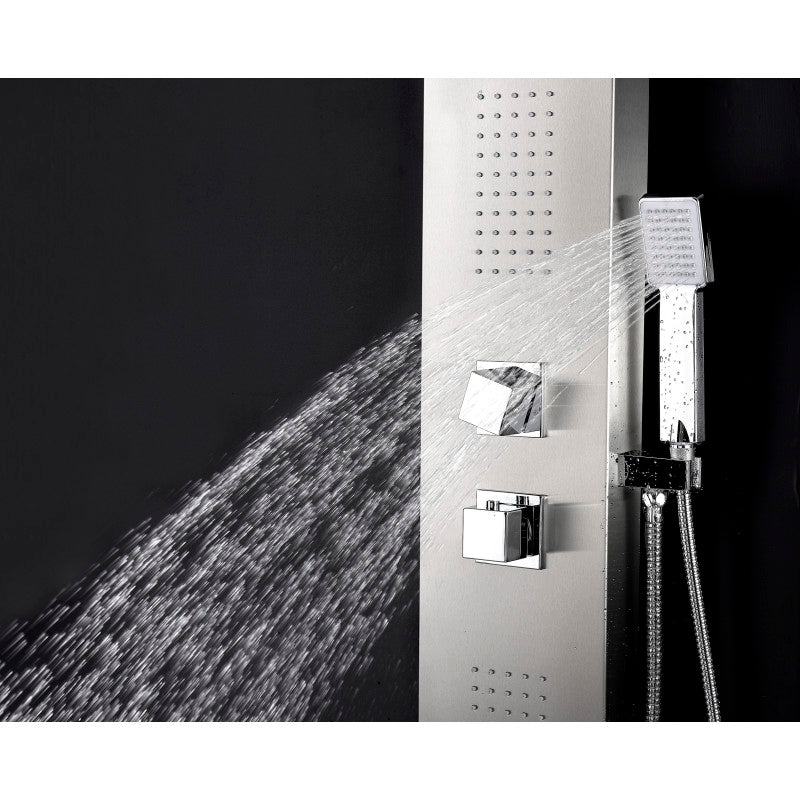 Expanse 57 in. Full Body Shower Panel with Heavy Rain Shower and Spray Wand in Brushed Steel