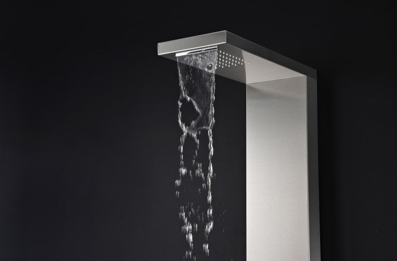 Govenor 64 in. Full Body Shower Panel with Heavy Rain Shower and Spray Wand in Brushed Steel