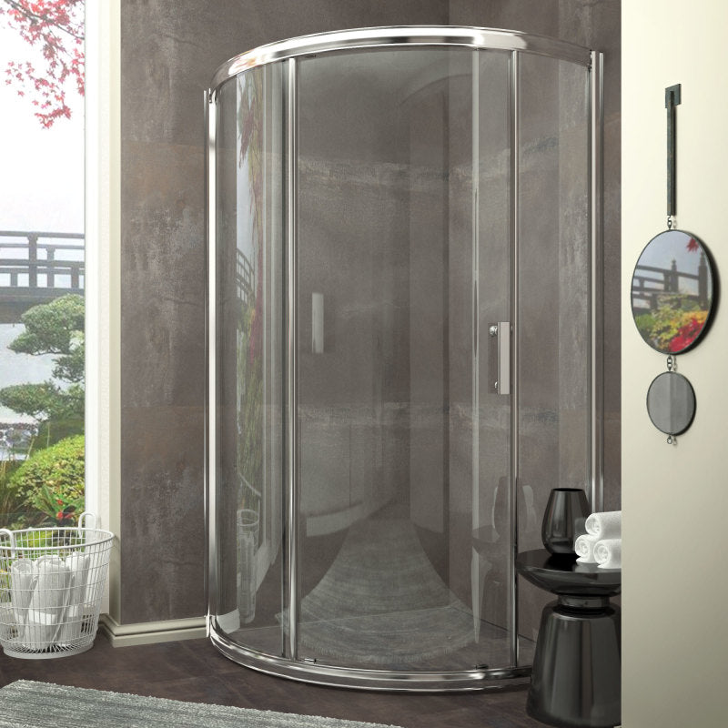 Baron Series 39 in. x 74.75 in. Framed Sliding Shower Door in Brushed Nickel