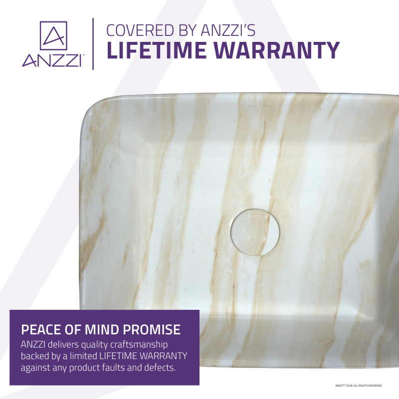 Marbled Series Ceramic Vessel Sink in Marbled Cream Finish