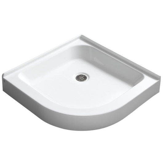 Randi Base Series 36 in. L x 36 in. W Corner Shower Shower Pan Base with Center Drain in Glossy White Marine Acrylic