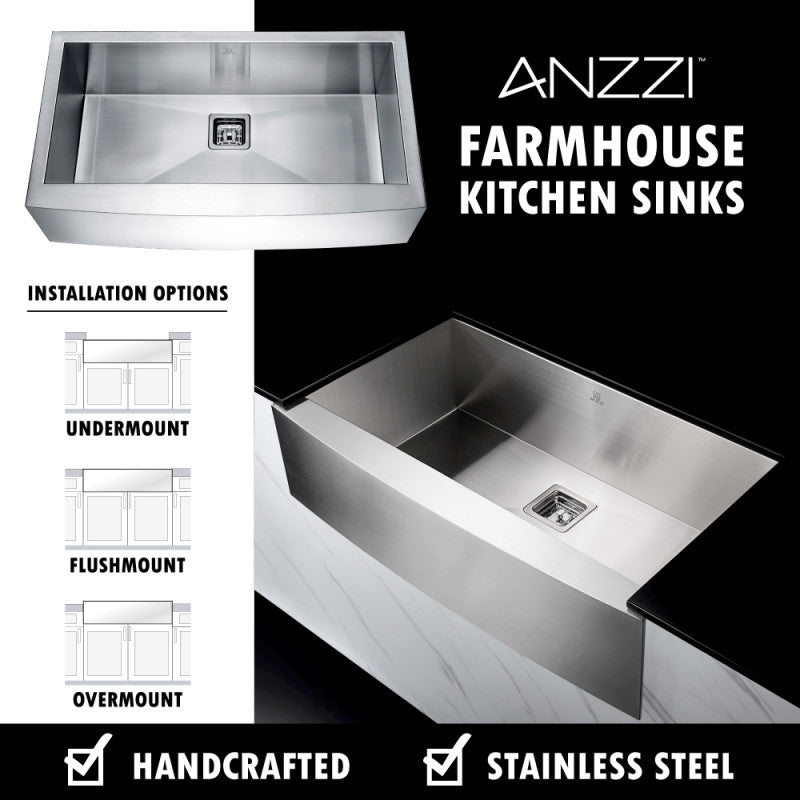 Elysian Farmhouse 32 in. Single Bowl Kitchen Sink with Faucet in Oil Rubbed Bronze