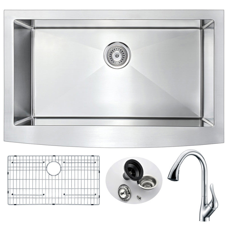 KAZ3620-031 - Elysian Farmhouse 36 in. Kitchen Sink with Accent Faucet in Polished Chrome