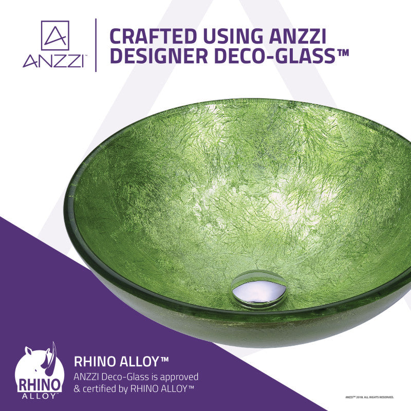Posh Series Deco-Glass Vessel Sink in Golden Green