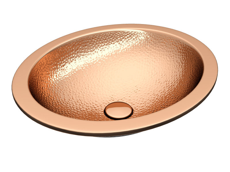 Seyhan 19 in. Handmade Drop-in Oval Bathroom Sink in Hammered Copper