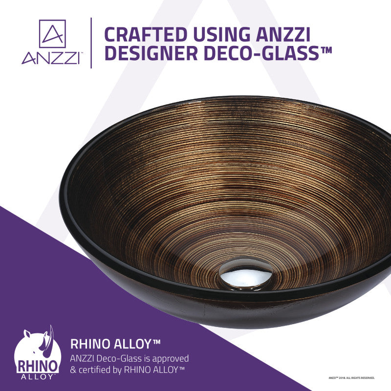Gardena Series Deco-Glass Vessel Sink in Radial Umber