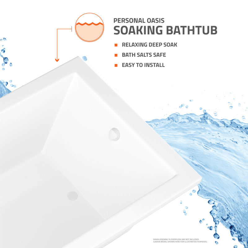 Atlantis Whirlpools Venetian 36 x 66 Rectangular Soaking Bathtub