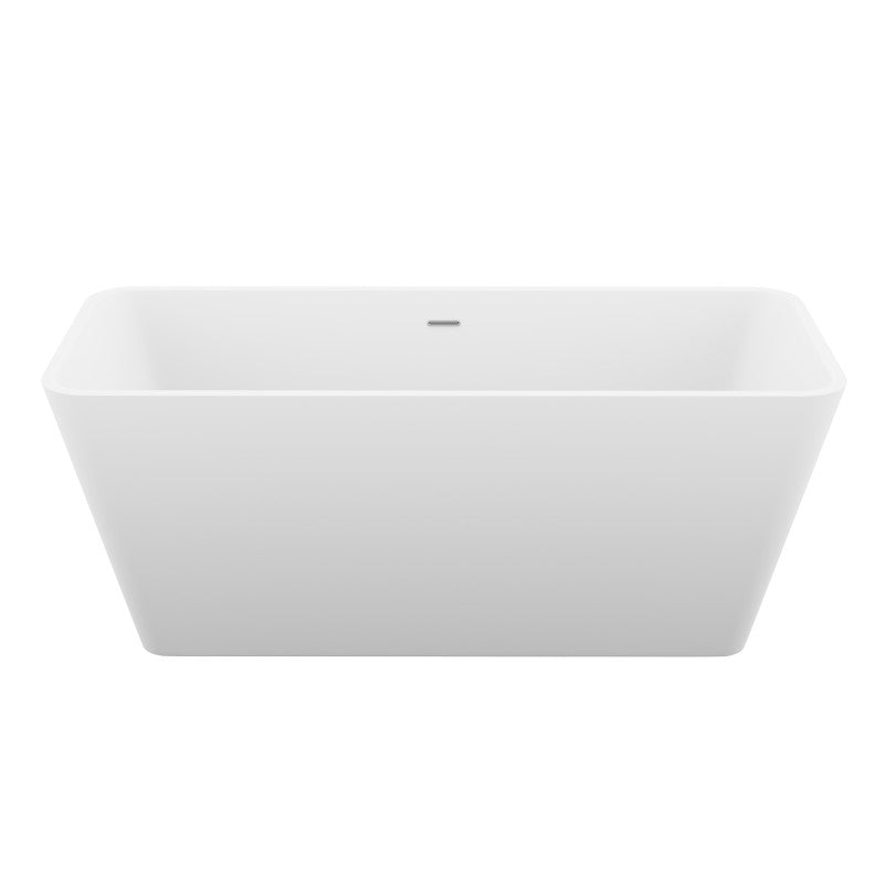 Cenere 4.9 ft. Man-Made Stone Center Drain Freestanding Bathtub in Matte White