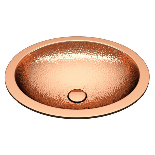 BS-002 - Seyhan 19 in. Handmade Drop-in Oval Bathroom Sink in Hammered Copper