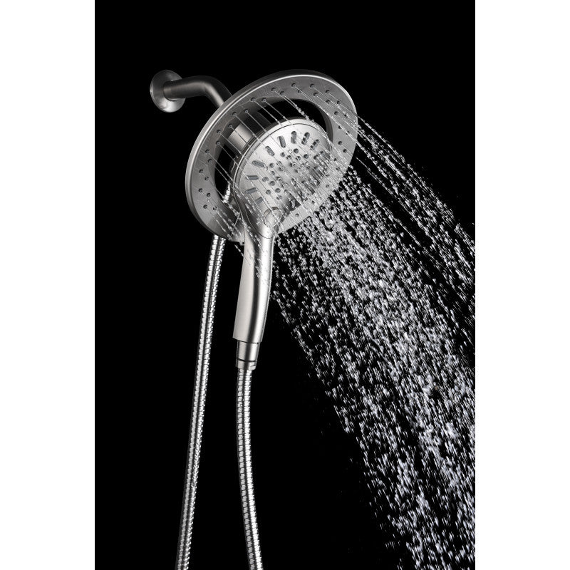 Valkyrie Retro-Fit 3-Spray Patterns with 7.48 in. Wall Mounted Dual Shower Heads with Magnetic Divert in Brushed Nickel