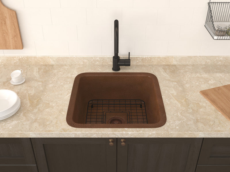 Malta Drop-in Handmade Copper 19 in. 0-Hole Single Bowl Kitchen Sink in Hammered Antique Copper
