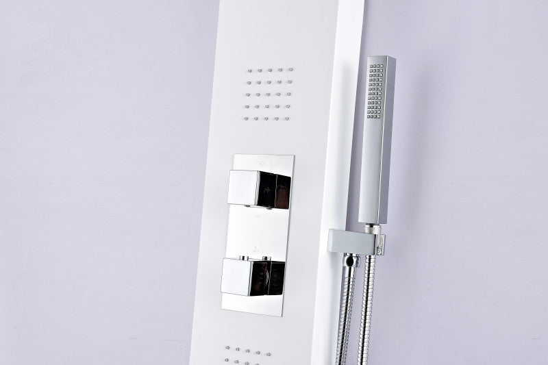 Vega Series 56 in. Full Body Shower Panel System with Heavy Rain Shower and Spray Wand in White