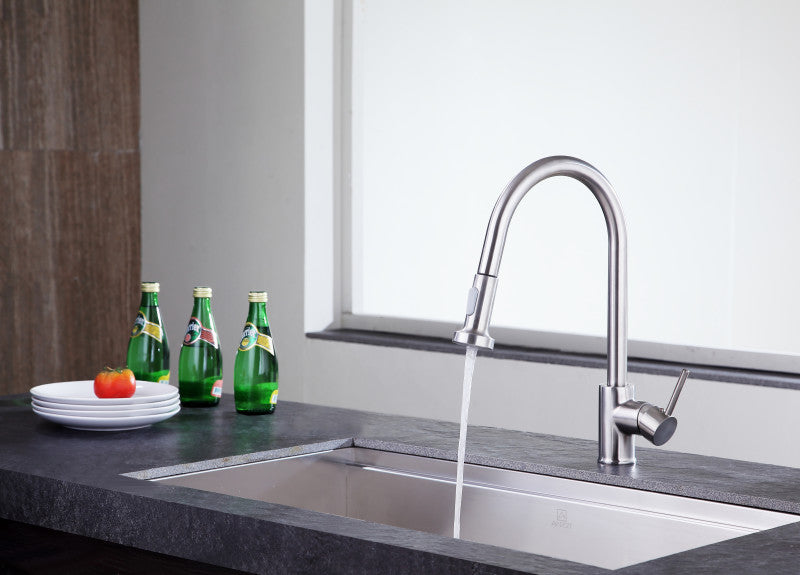 Tycho Single-Handle Pull-Out Sprayer Kitchen Faucet in Brushed Nickel