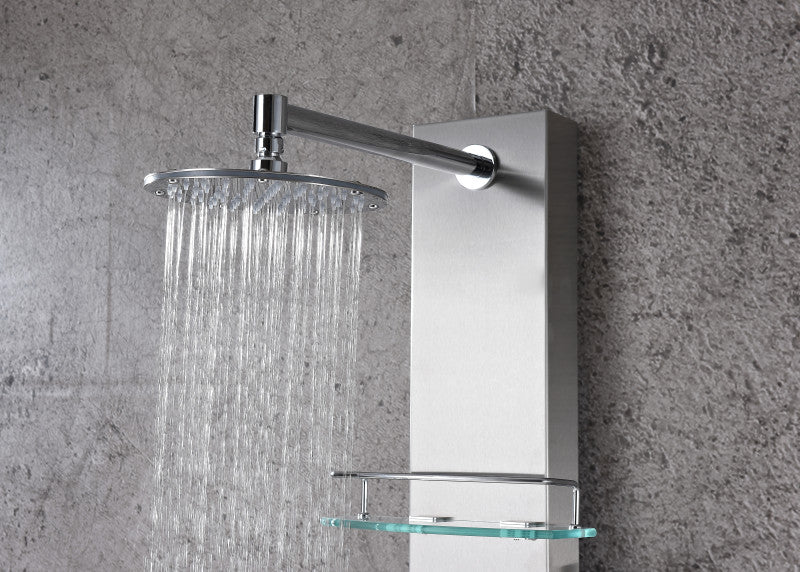 Pioneer 44 in. Full Body Shower Panel with Heavy Rain Shower and Spray Wand in Brushed Steel