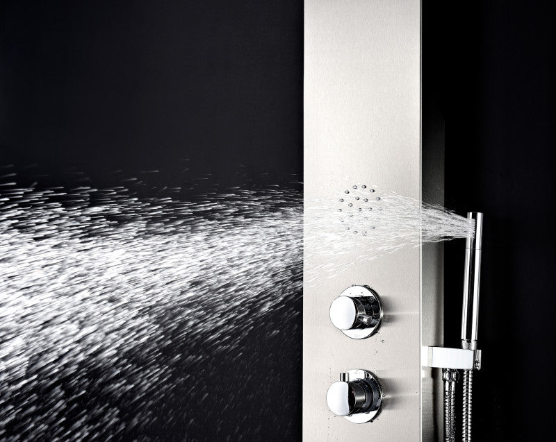 Vanzer 52 in. Full Body Shower Panel with Heavy Rain Shower and Spray Wand in Brushed Steel