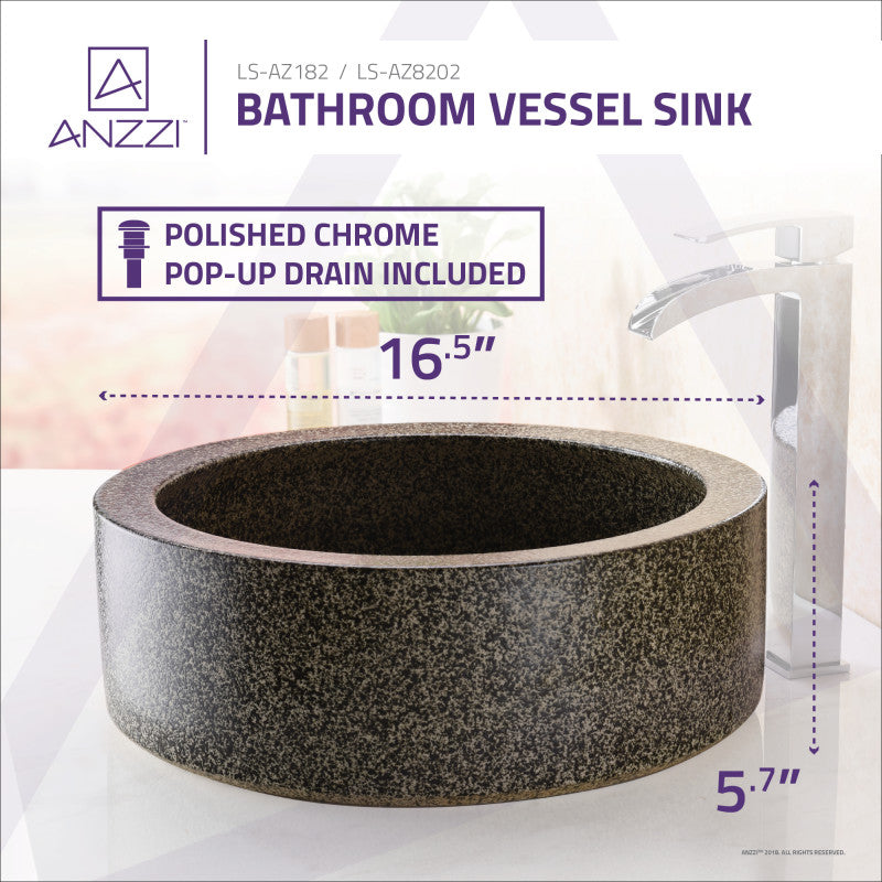 Black Desert Crown Vessel Sink in Speckled Stone