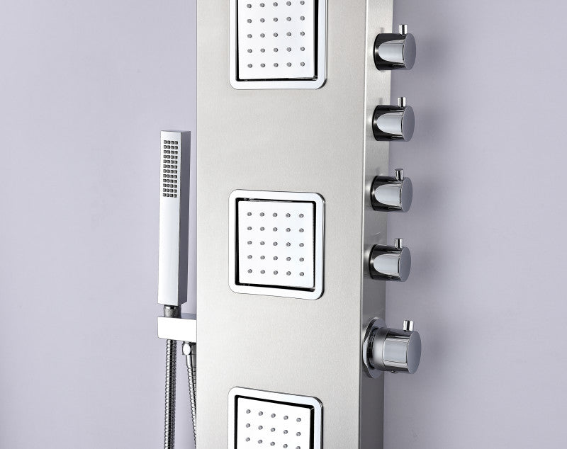 Mesa 64 in. Full Body Shower Panel with Heavy Rain Shower and Spray Wand in Brushed Steel