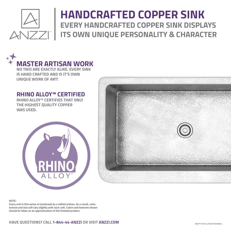 Parthia Farmhouse Handmade Copper 36 in. 0-Hole Single Bowl Kitchen Sink in Hammered Nickel