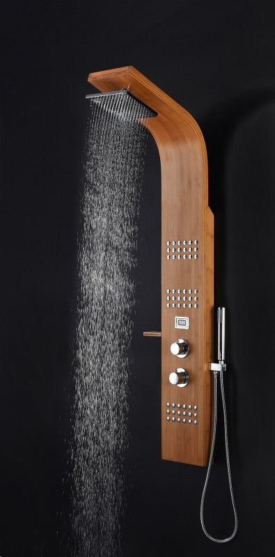 Mansion 60 in. Full Body Shower Panel with Heavy Rain Shower and Spray Wand in Natural Bamboo