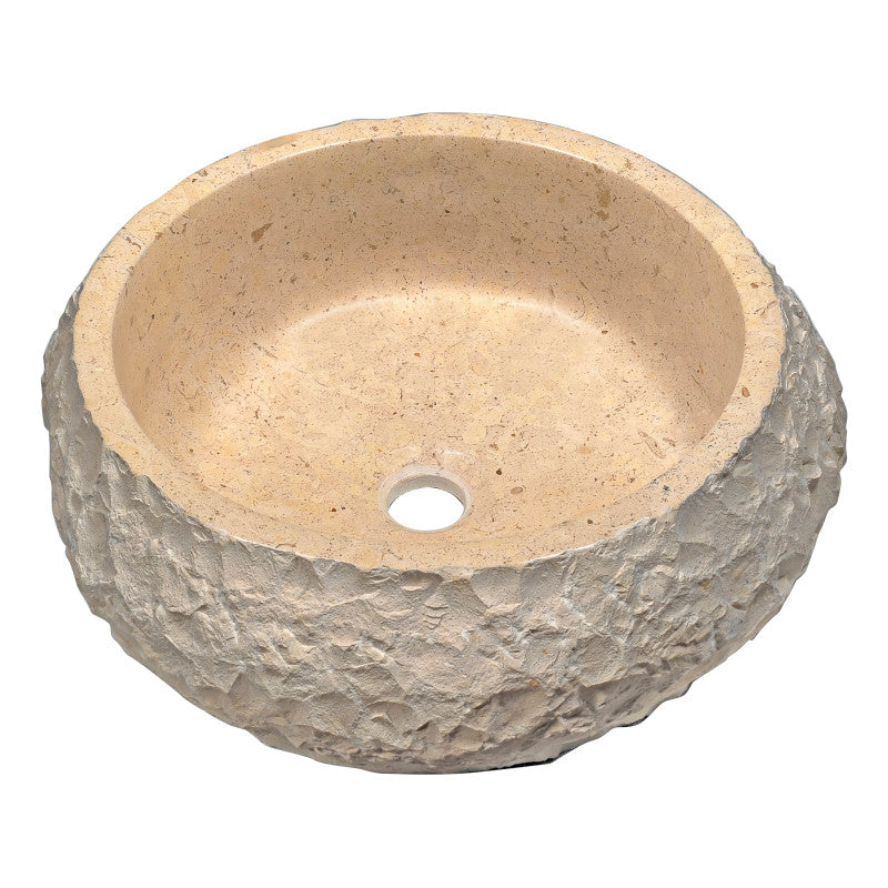 Desert Ash Vessel Sink in Classic Cream Marble