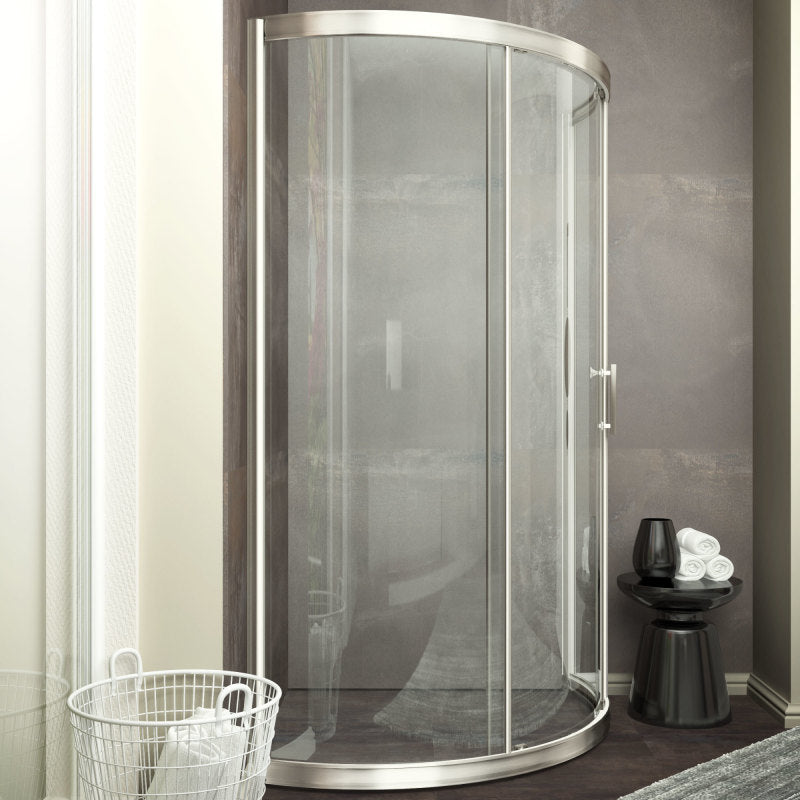 Baron Series 39 in. x 74.75 in. Framed Sliding Shower Door in Brushed Nickel