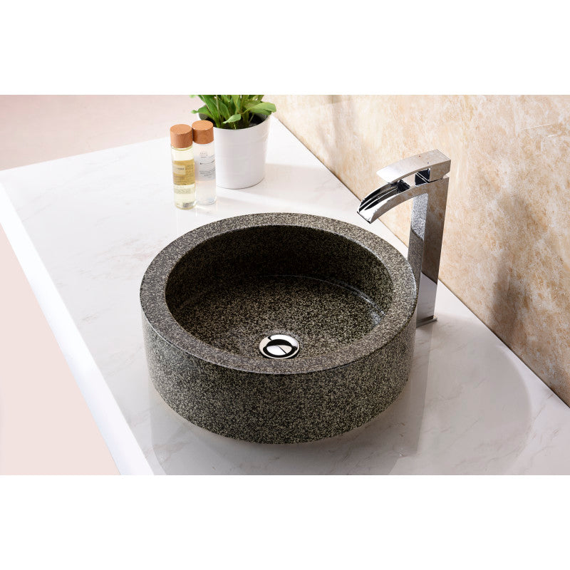 Black Desert Crown Vessel Sink in Speckled Stone