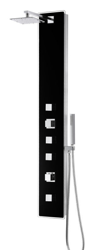 Llano Series 60 in. Full Body Shower Panel System with Heavy Rain Shower and Spray Wand in Black