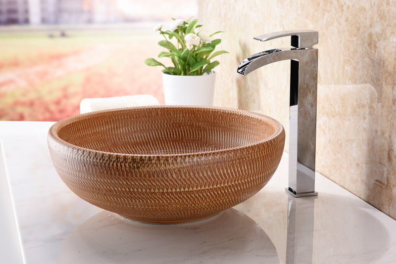 Earthen Series Vessel Sink in Creamy Beige