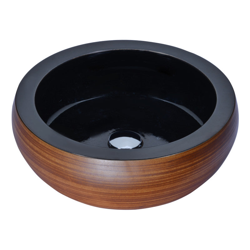 Regalia Series 17 in. Bathroom Vessel Sink with Scratch-Tough and Stain-Resistant Non-Porous Surface in Black Glass
