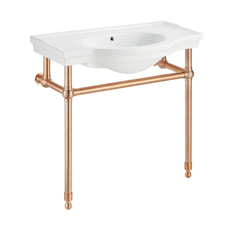 CS-FGC003-RG - Viola 34.5 in. Console Sink in Rose Gold with Ceramic Counter Top
