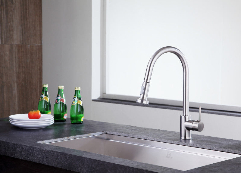 Tycho Single-Handle Pull-Out Sprayer Kitchen Faucet in Brushed Nickel