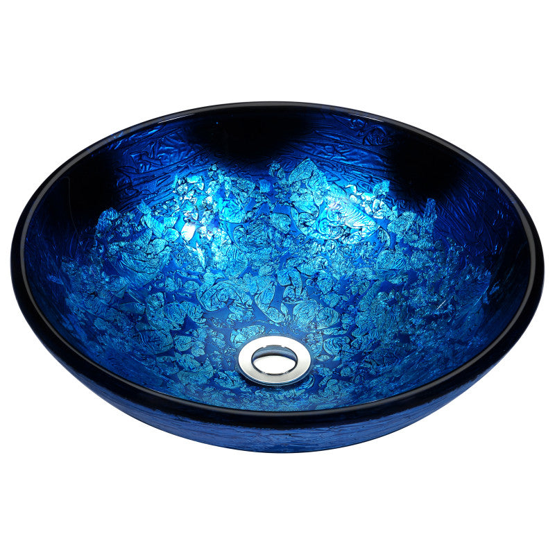 Tara Series Deco-Glass Vessel Sink in Blue Blaze