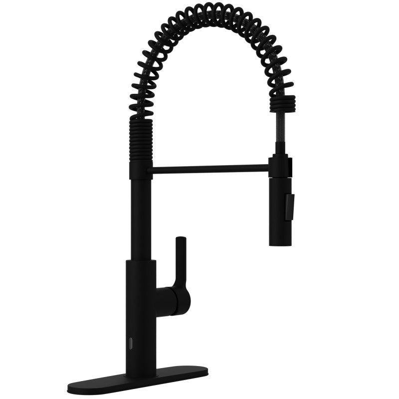 Ola Hands Free Touchless 1-Handle Pull-Down Sprayer Kitchen Faucet with Motion Sense and Fan Sprayer in Matte Black