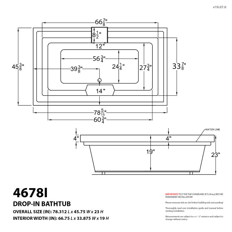 Atlantis Whirlpools Infinity 46 x 78 Endless Flow Air Jetted Bathtub
