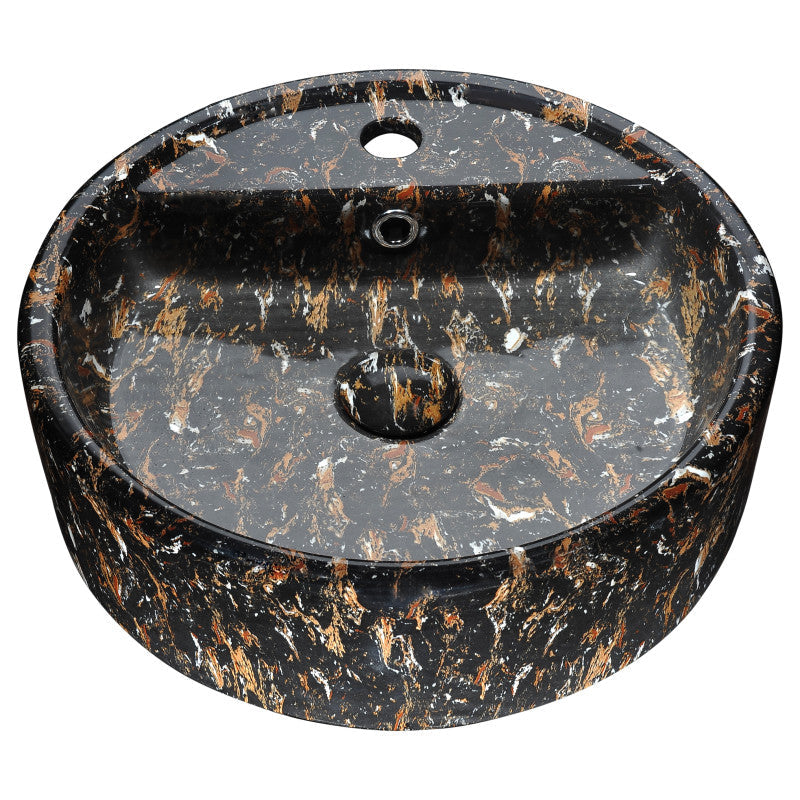 Rhapsody Series 17 in. Bathroom Vessel Sink with Matching Drain and Stain Resistant Surface in Neolith Marble Finish