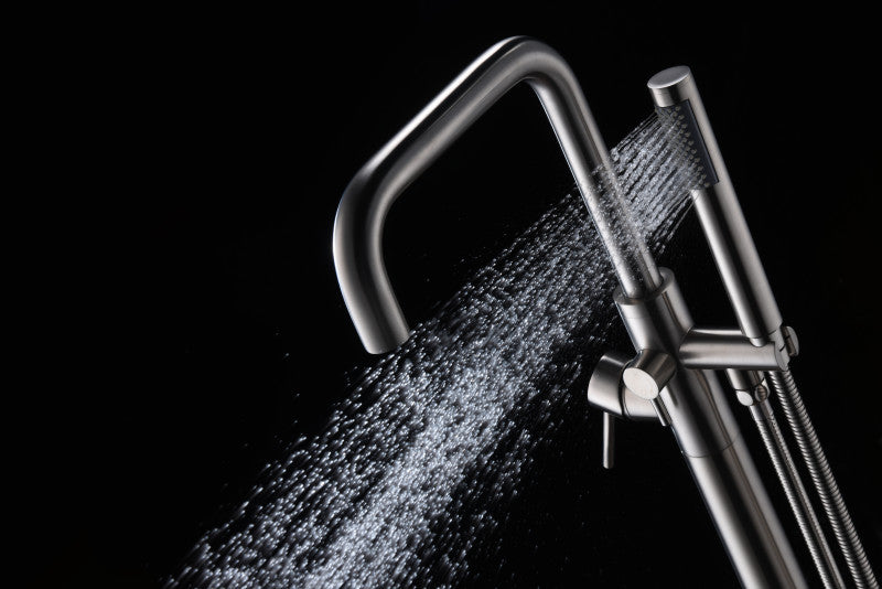 Moray Series 2-Handle Freestanding Tub Faucet with Hand Shower in Brushed Nickel