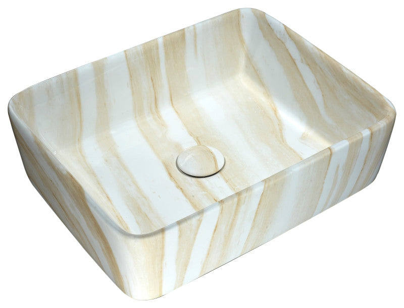 Marbled Series Ceramic Vessel Sink in Marbled Cream Finish