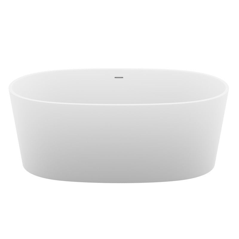 Roccia 5.1 ft. Solid Surface Center Drain Freestanding Bathtub in Matte White