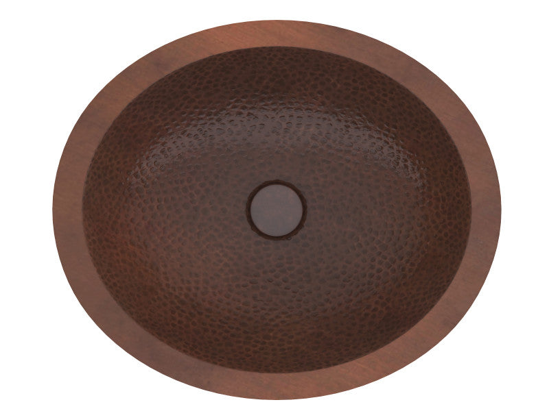 Nepal 19 in. Drop-in Oval Bathroom Sink in Hammered Antique Copper