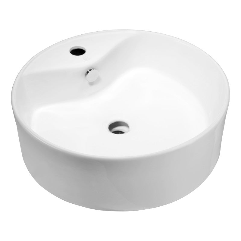 Vitruvius Series 19 in. L x 19 in. W 1-Hole Deck Mount Round Non-Porous Bathroom Vessel Sink in Glossy White Ceramic