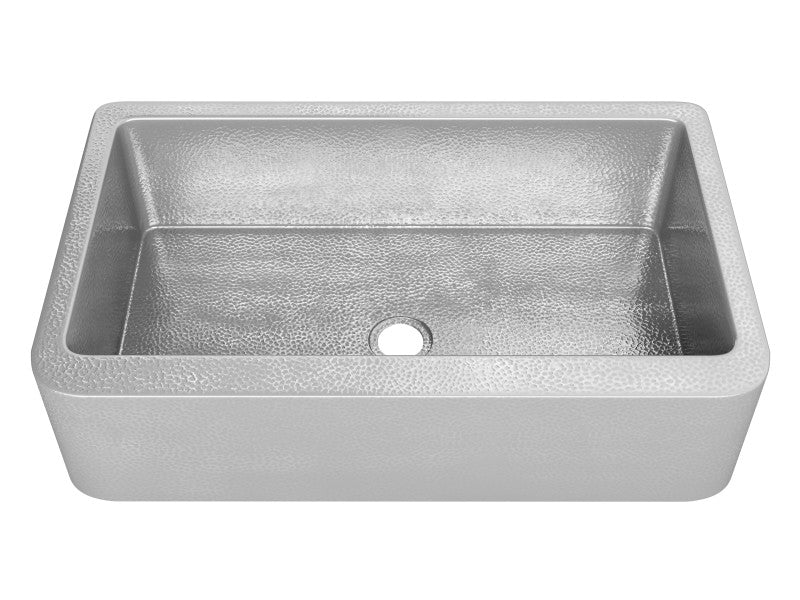 Parthia Farmhouse Handmade Copper 36 in. 0-Hole Single Bowl Kitchen Sink in Hammered Nickel